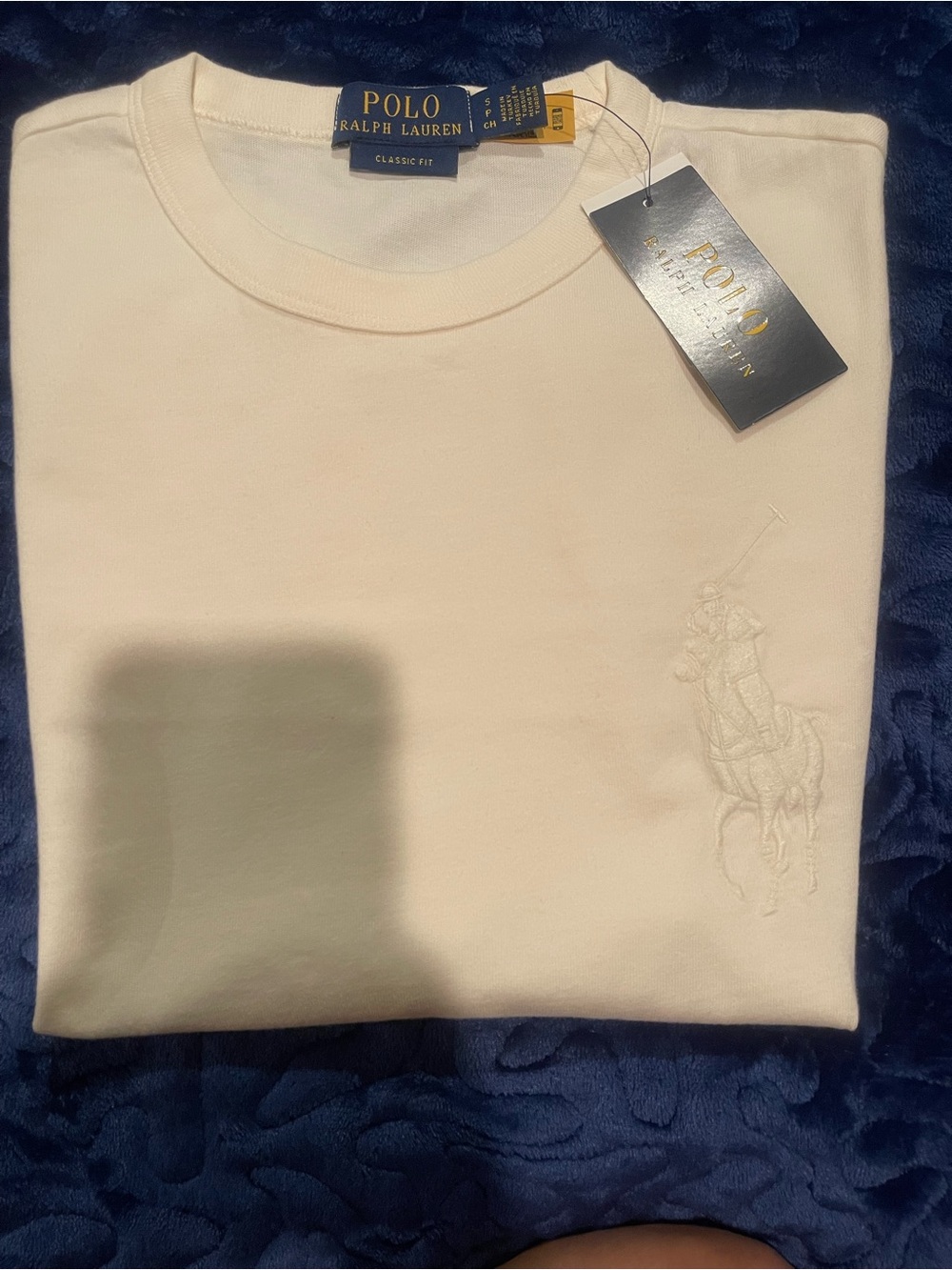 Ralph Lauren Ivory Embroidered Pony Crew Tee